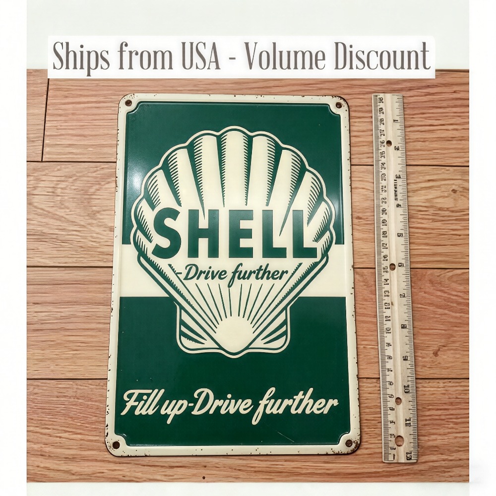 Retro Shell Gas Station Metal  - Auto Repair Shop recension och pris