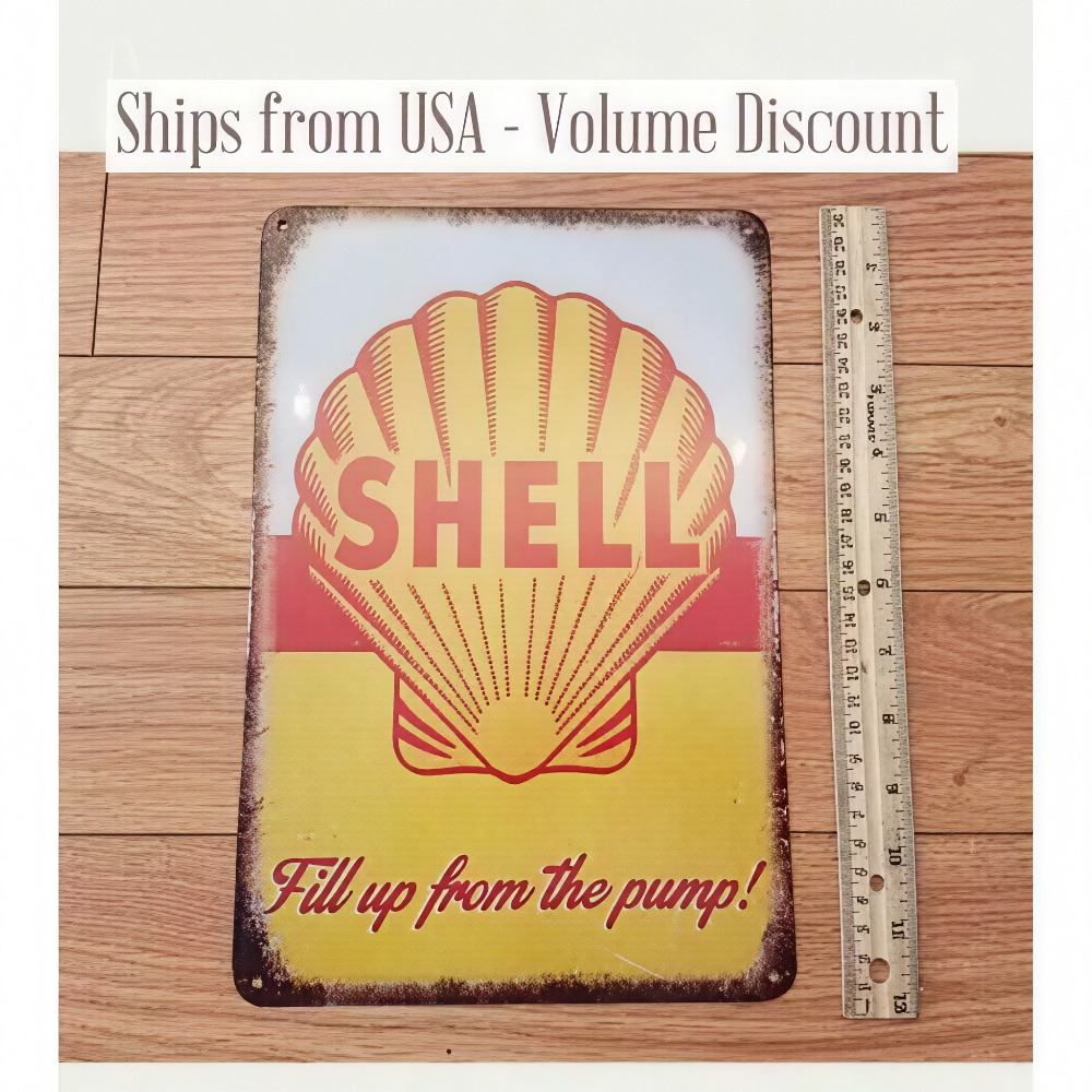 Retro Shell Gas Station Metal  - Auto Repair Shop recension och pris