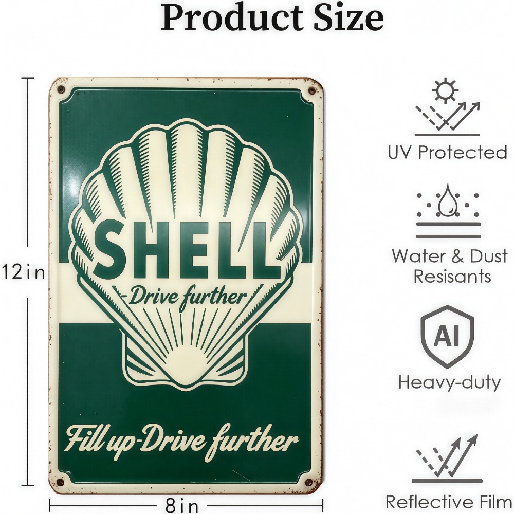 Retro Shell Gas Station Metal  - Auto Repair Shop recension och pris