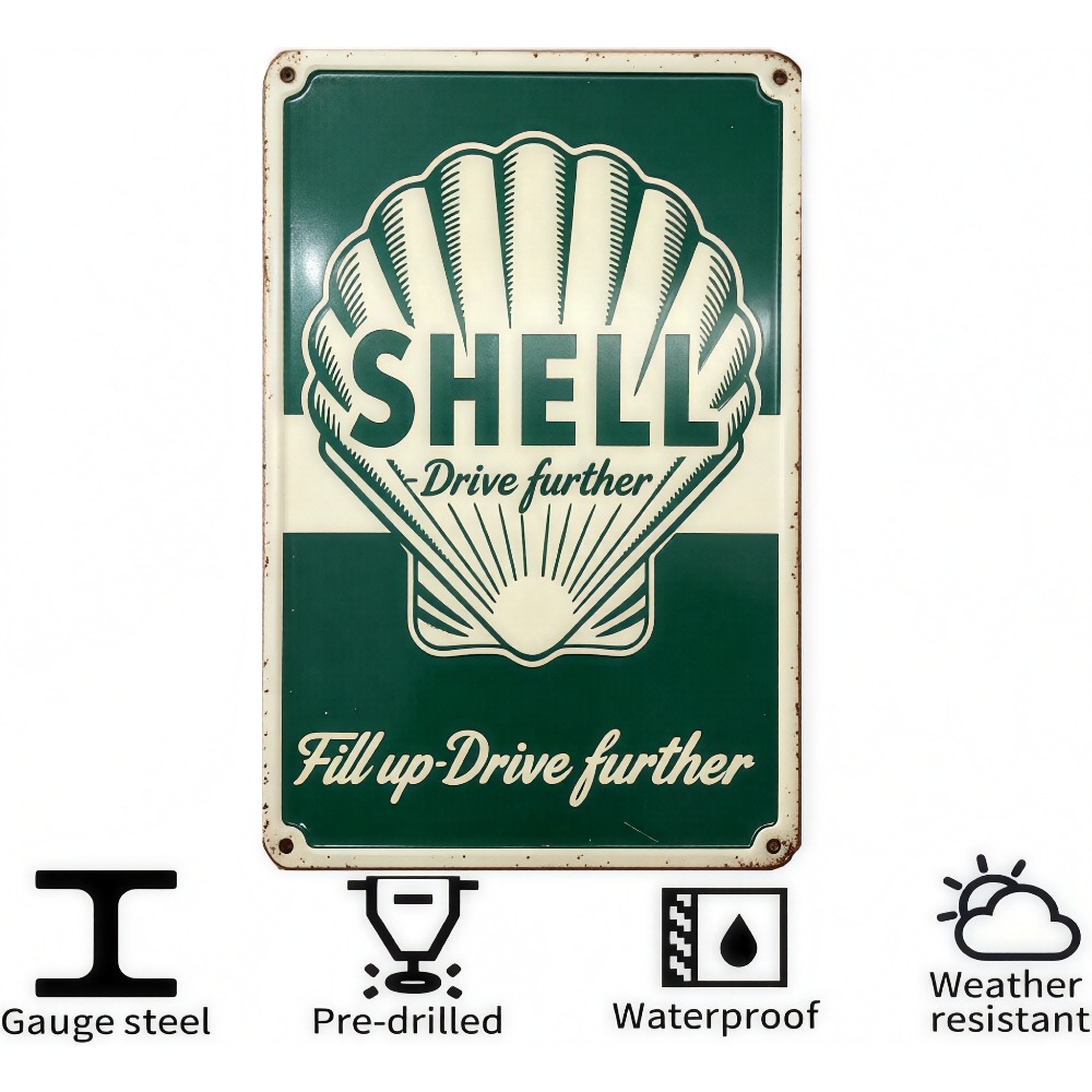 Retro Shell Gas Station Metal  - Auto Repair Shop recension och pris